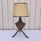 Brutalist lamp, patinated gold metal, Max Bre, 70s