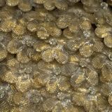 Seguso, XLarge Mid-century Gold Murano glass flowers ceiling lamp. Italy 19