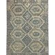 Tapis Kilim géométrique, tapis contemporain en laine beige bleu 195 x 128 cm