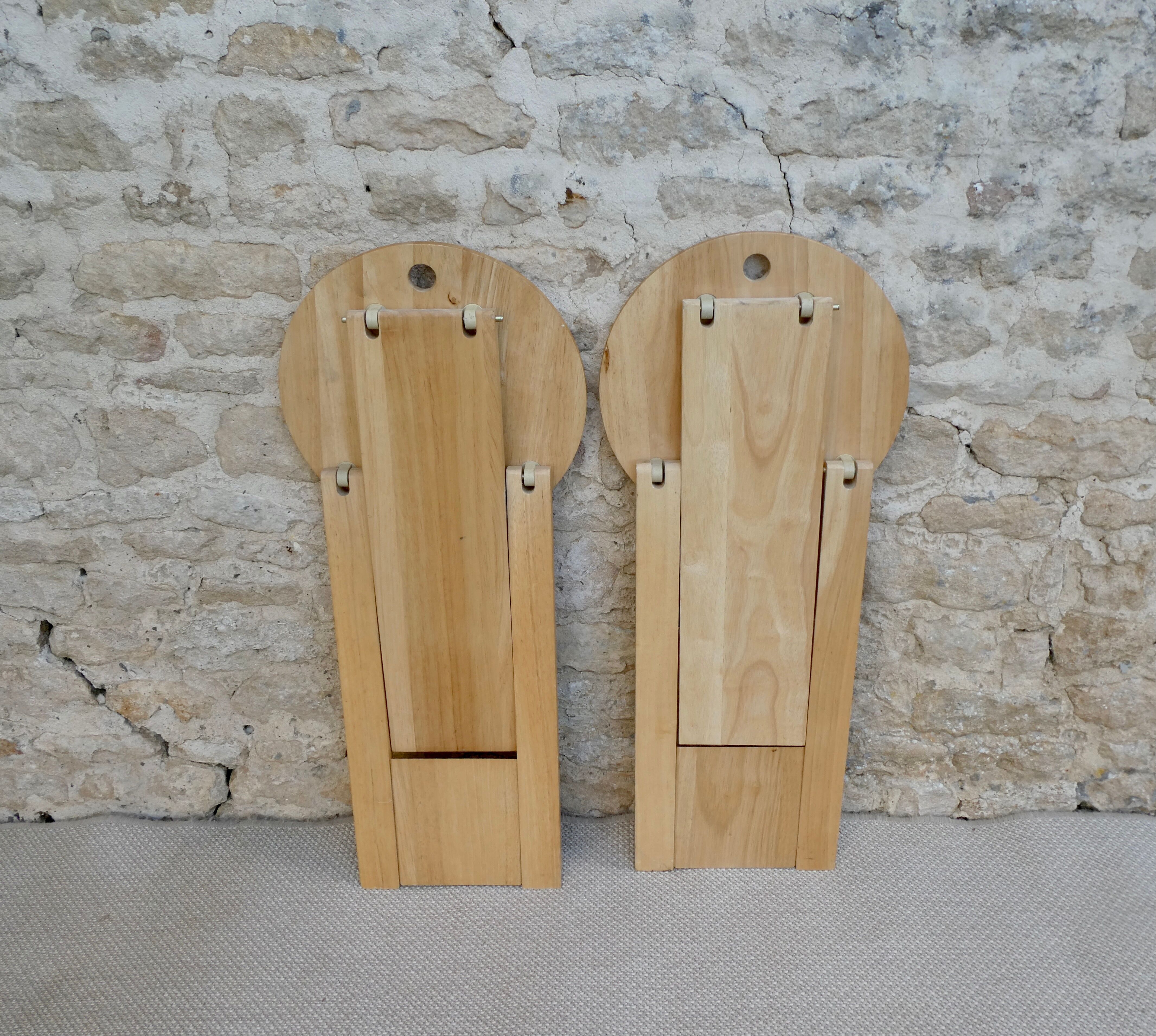Pair of Adrian Reed wooden folding stools, 70s