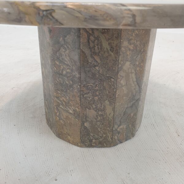 Table basse ronde en marbre italien, années 1980
