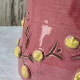 Glazed terracotta pitcher with mimosa decoration