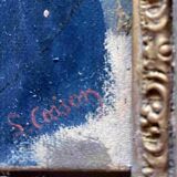 Raw attic: Painting "Portrait of a man with a bow tie" signed Cosson XIX°