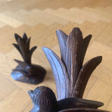 Carved wooden bird candlesticks - Black Forest