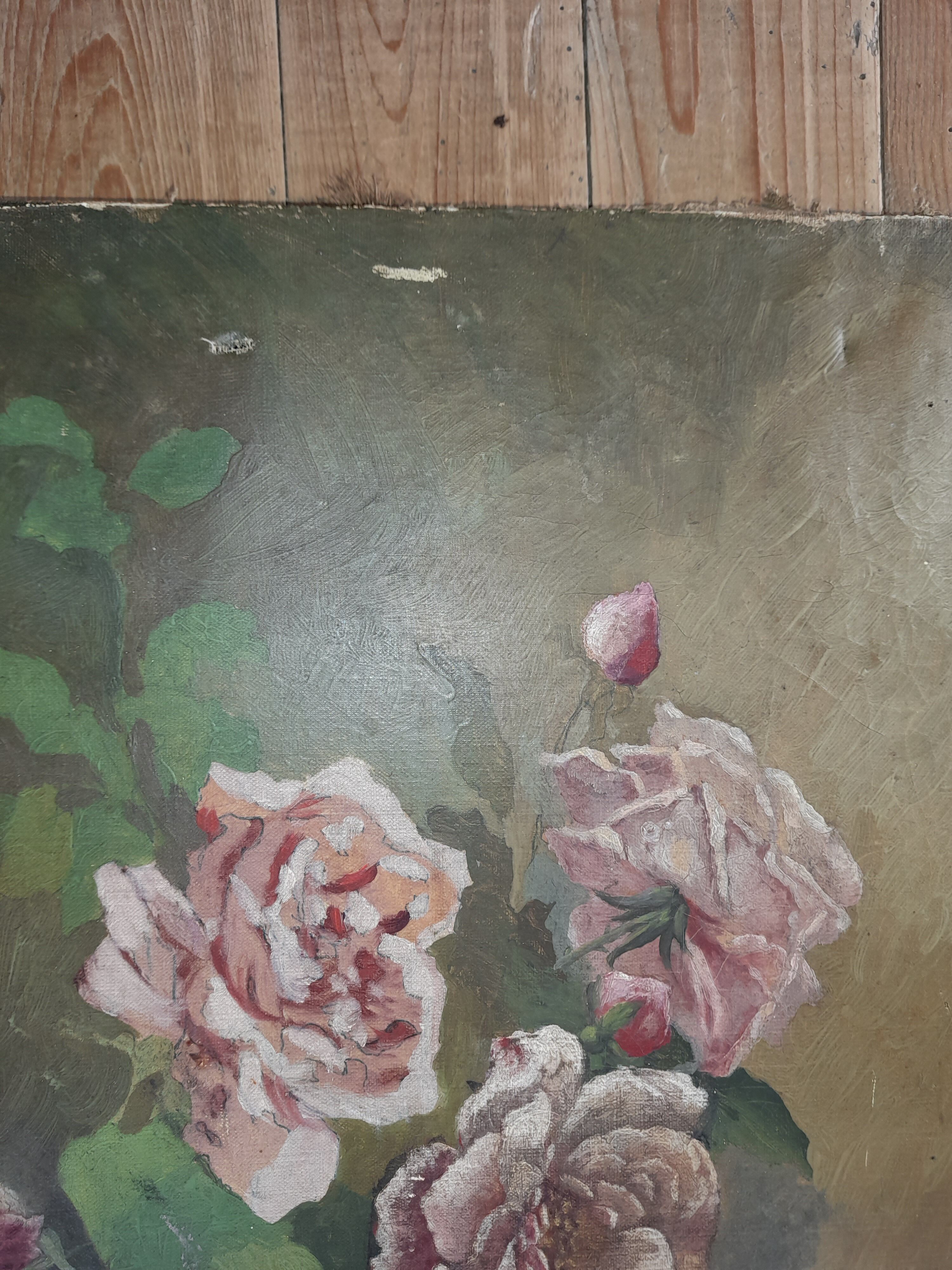 Huile sur toile roses