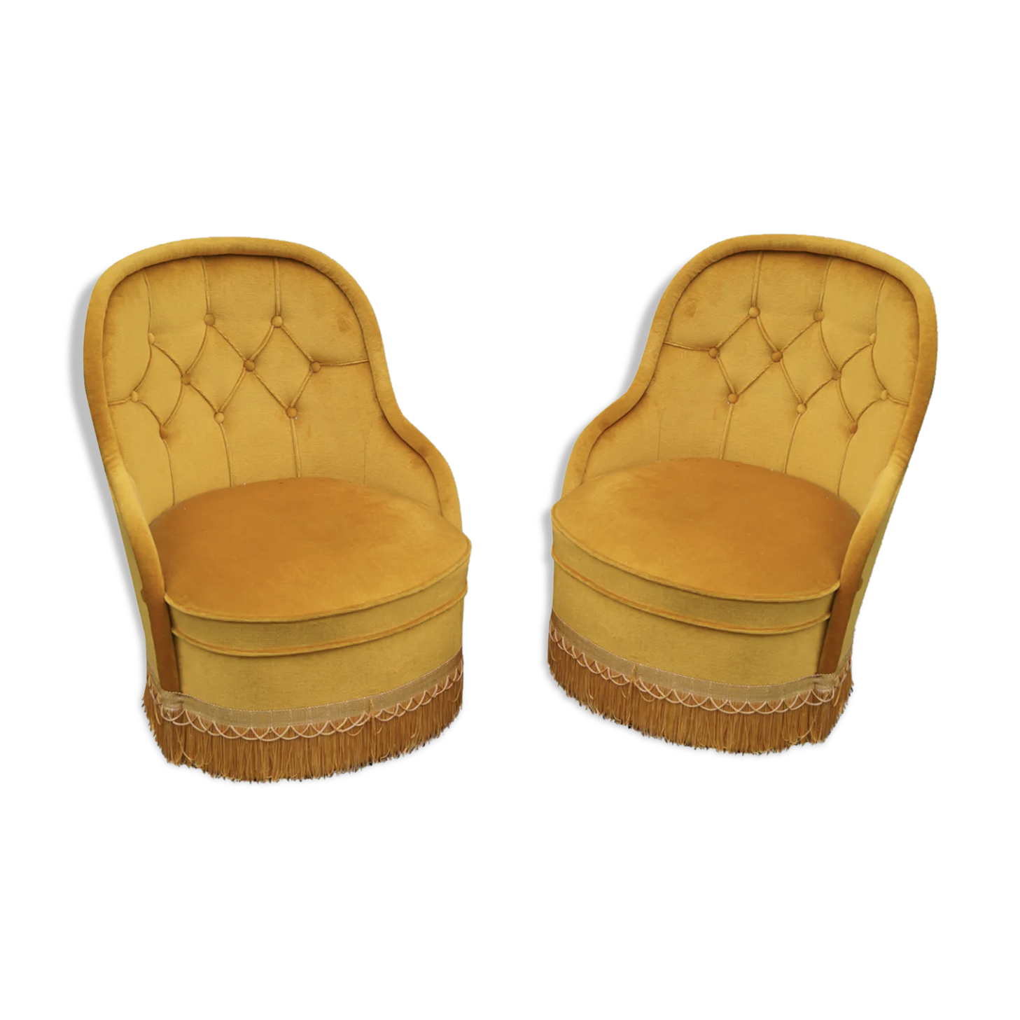 Pair of mustard convertible chairs