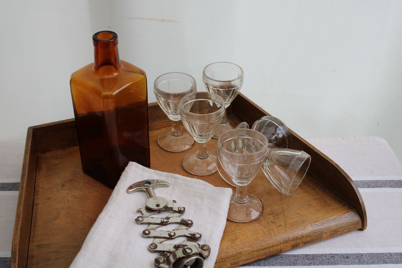 Set of 6 old shot glasses