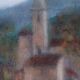 Ancienne peinture pastel sur papier signée paysage Bartalini avec cadre