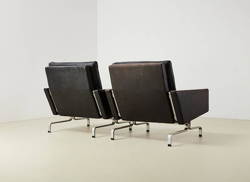 Poul Kjaerholm Early Pair of PK31 Chairs for E. Kold Christensen 1958