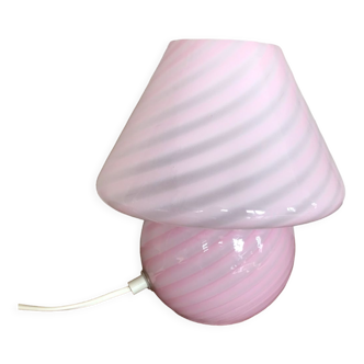 Lampe de chevet rose année 50 en verre de murano