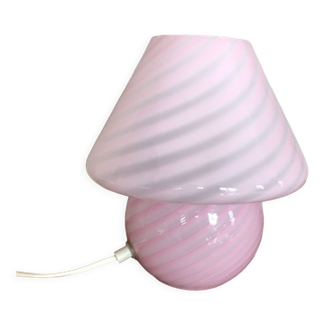 Pink 1950s Murano glass bedside lamp