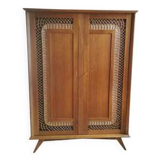 Armoire rotin vintage, années 60