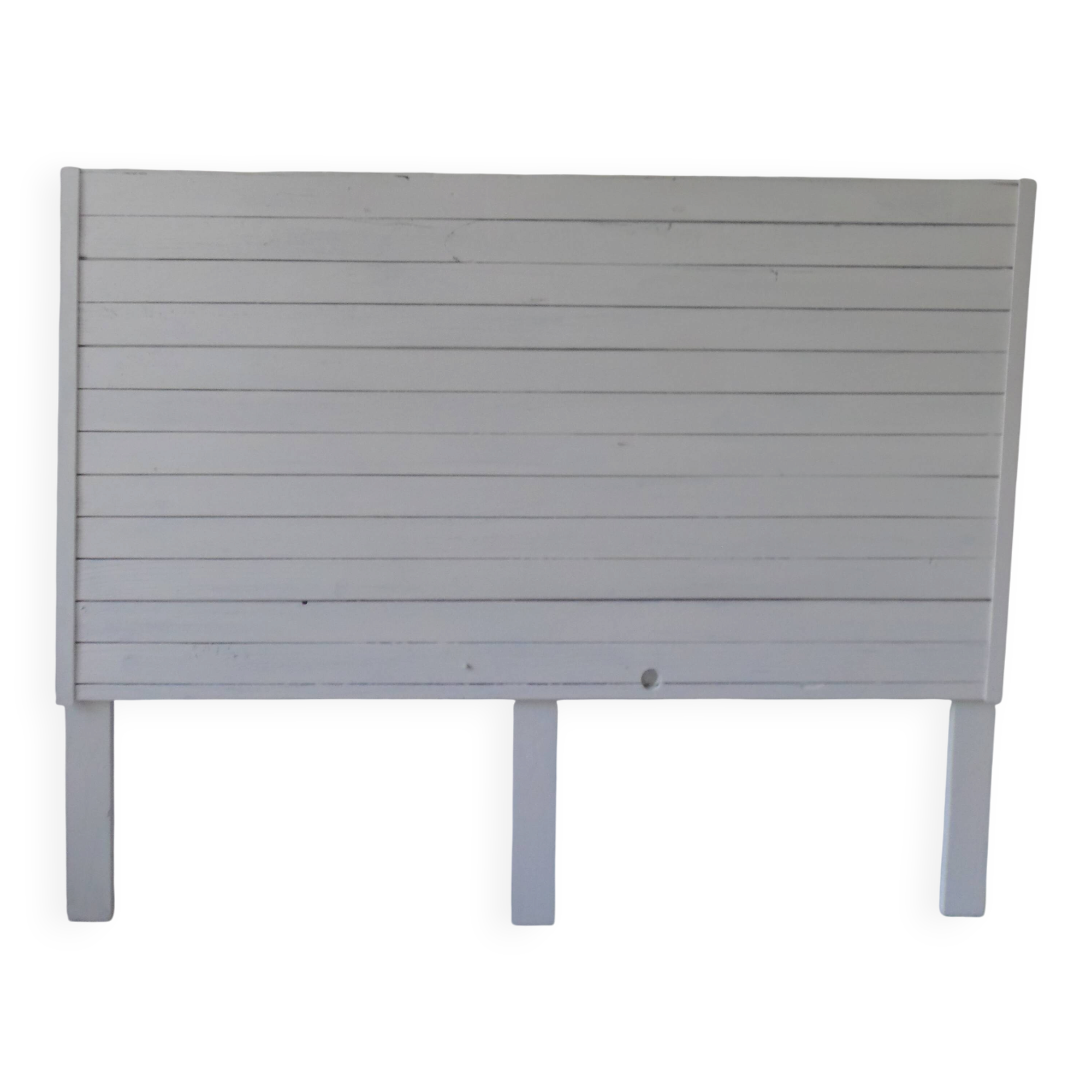 Headboard of 160 made with aged wood in pearl grey patina.