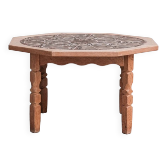 Danish Mid-Century Oak and Ceramic Tile Coffee Table