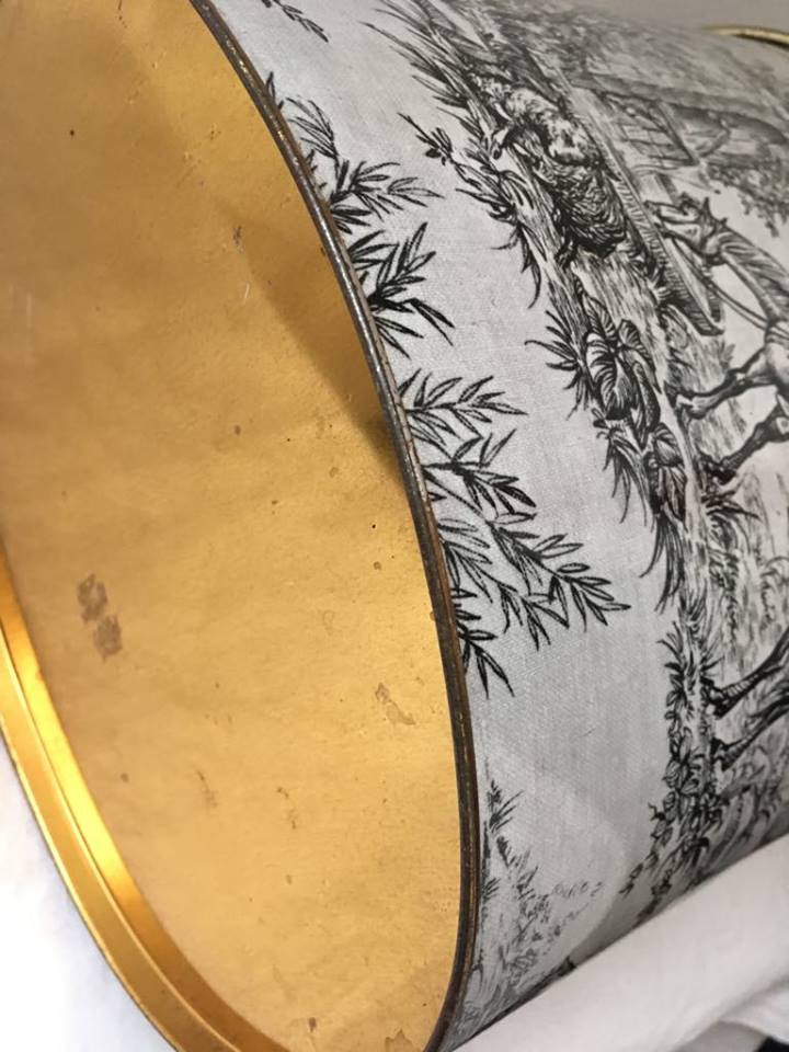 Metal wastebasket old décor fabric of jouy