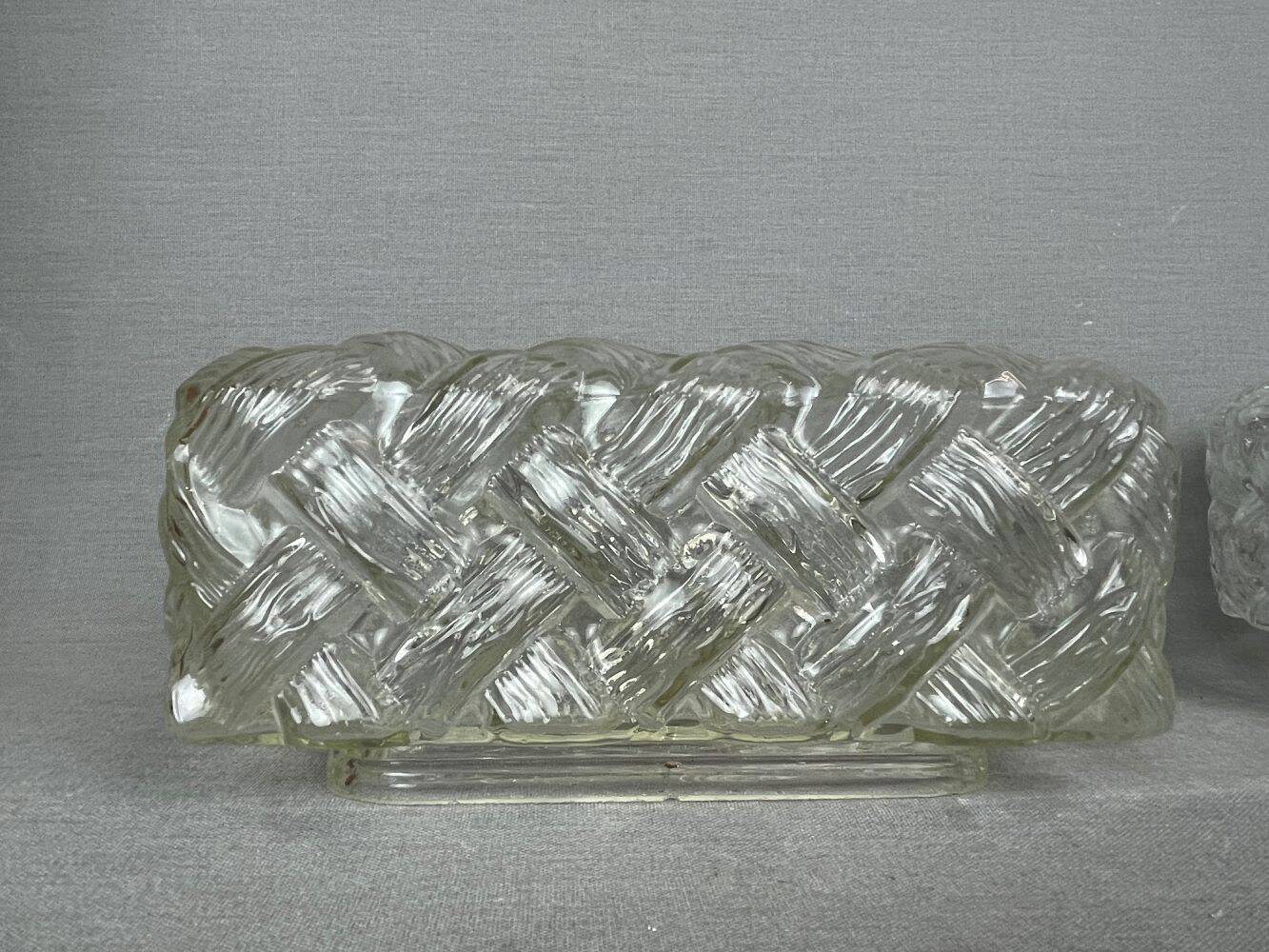 Small rectangular glass flush mount ceiling or wall lamp vintage
