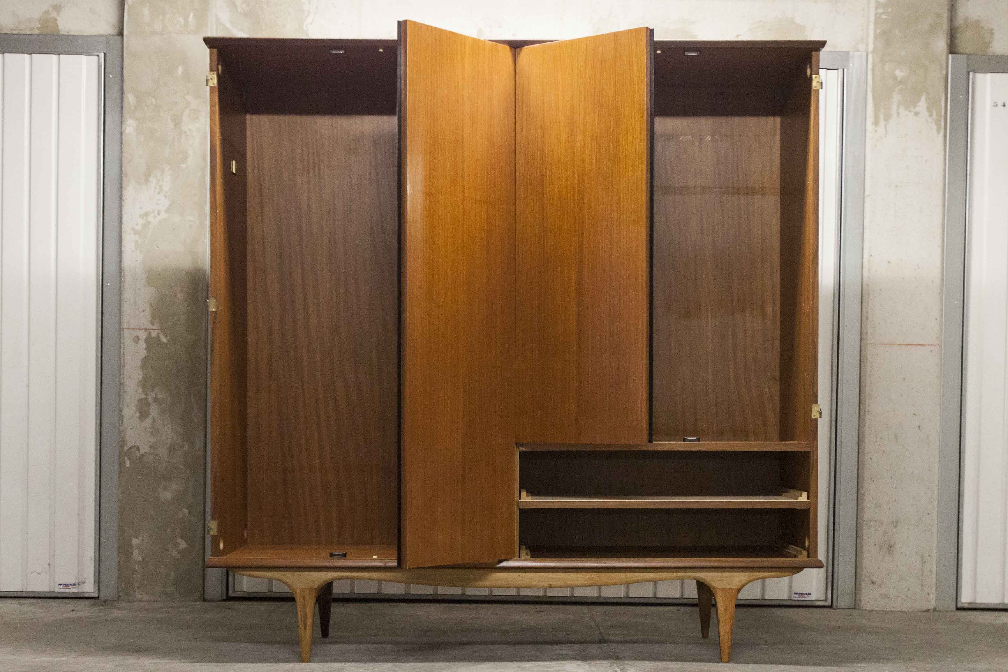 Scandinavian teak cabinet 1960 with mounting plan