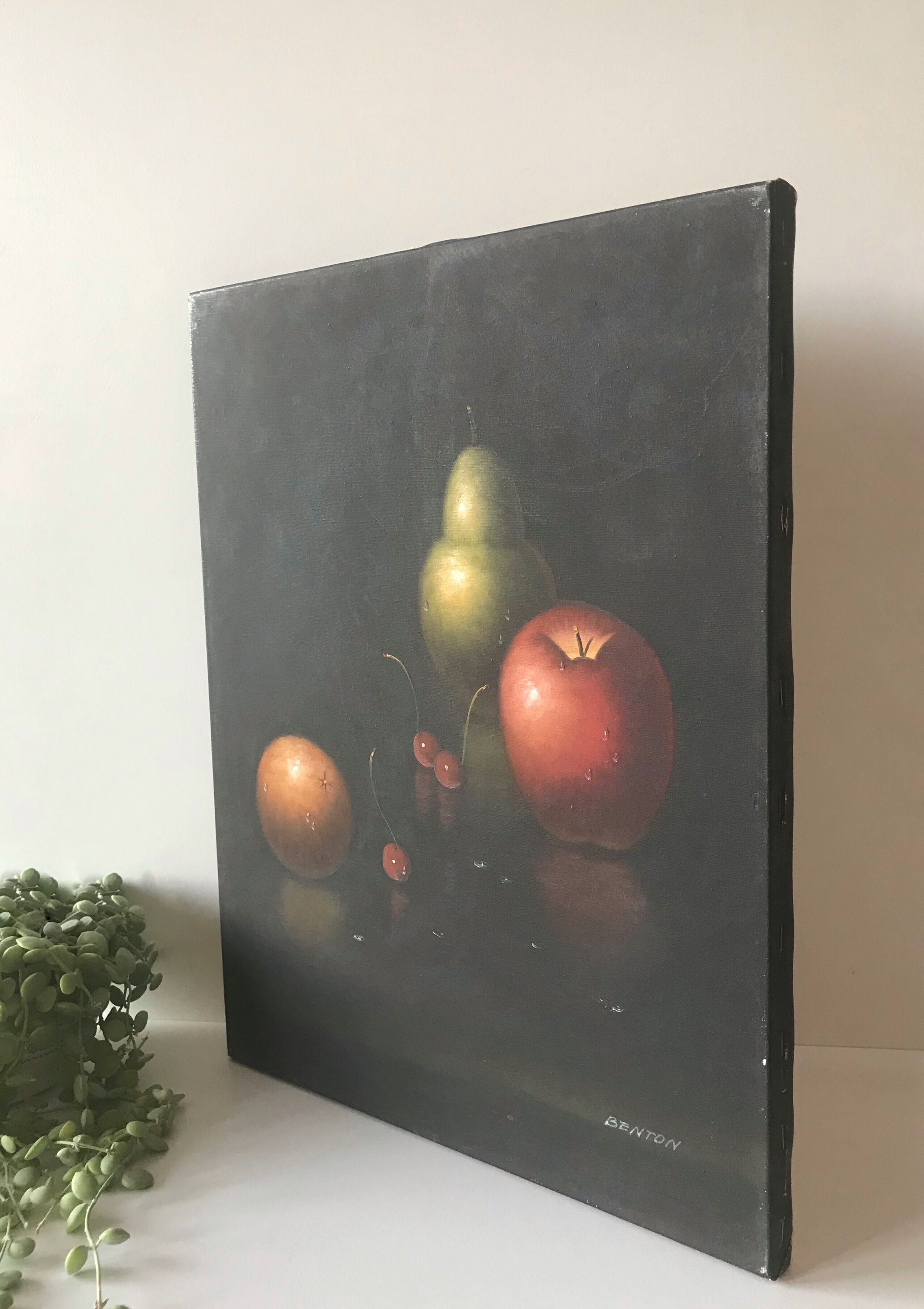 Still life fruit on black background