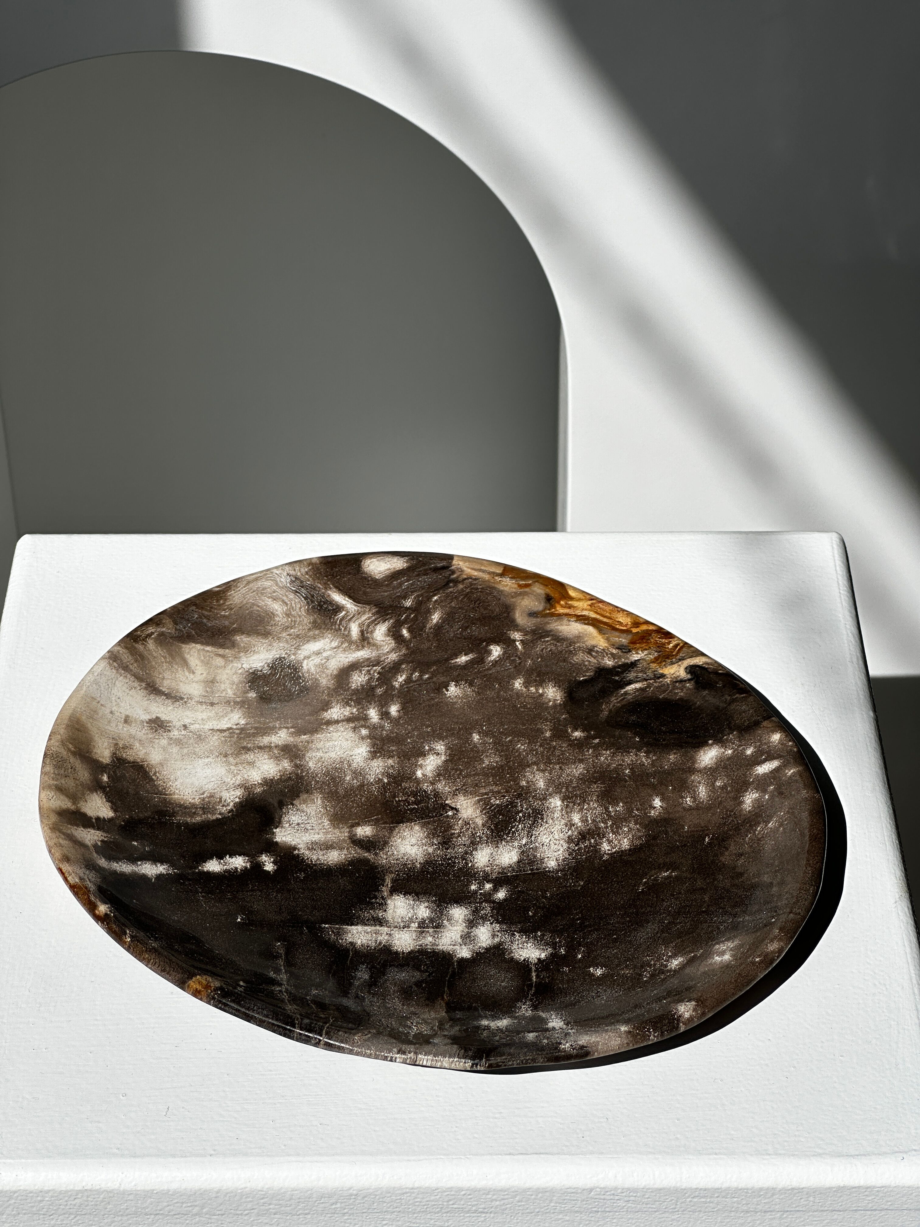 Dish in petrified wood