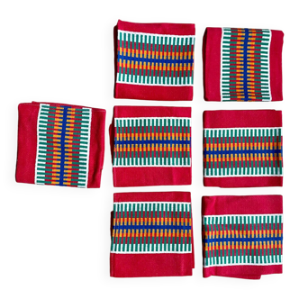 Set of 7 vintage cotton napkins
