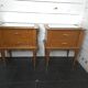 Pair of vintage oak bedside tables with mirror top