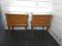 Pair of vintage oak bedside tables with mirror top