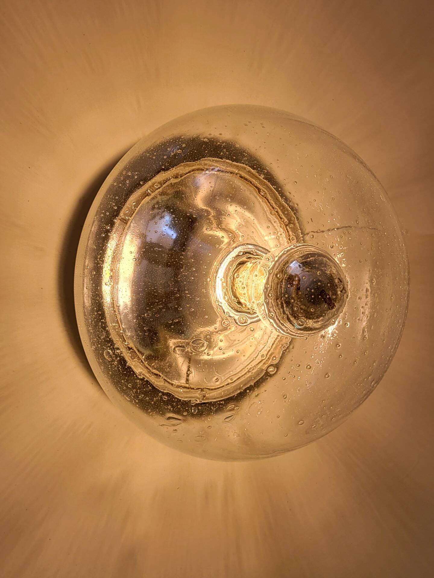 Set of 2 RZB Leuchten wall or ceiling lights in bubble glass, Germany, 1970s