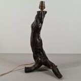 Lampe brutaliste en cep de vigne années 50