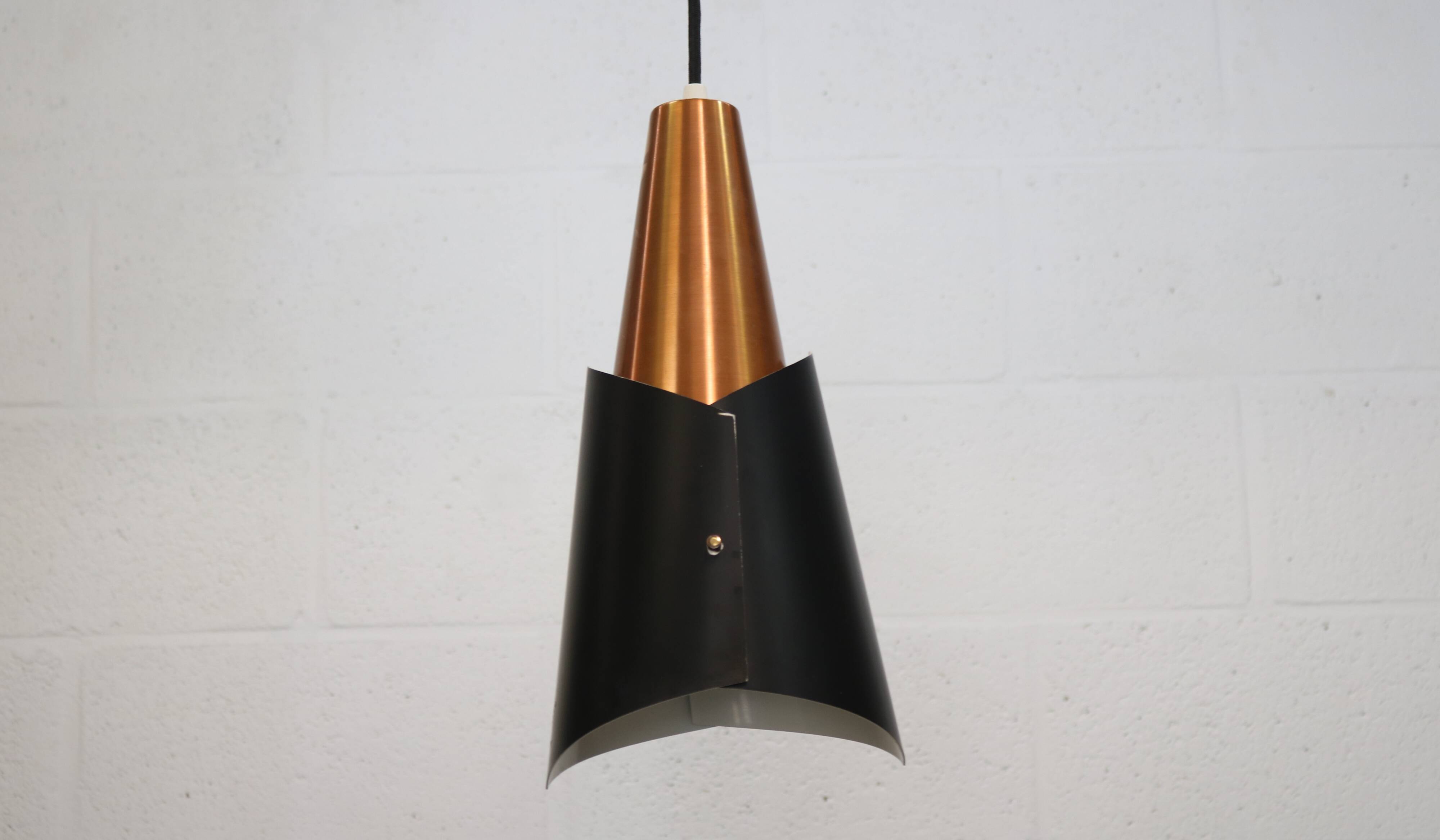 Danish Modern Copper / black  design lamp - 1960s Style