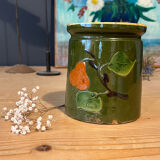 Old jam jar with pear pattern - Savoyard pottery