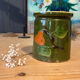Old jam jar with pear pattern - Savoyard pottery