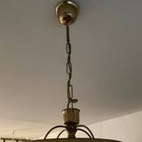 Cascade chandelier with crystal and brass tassels