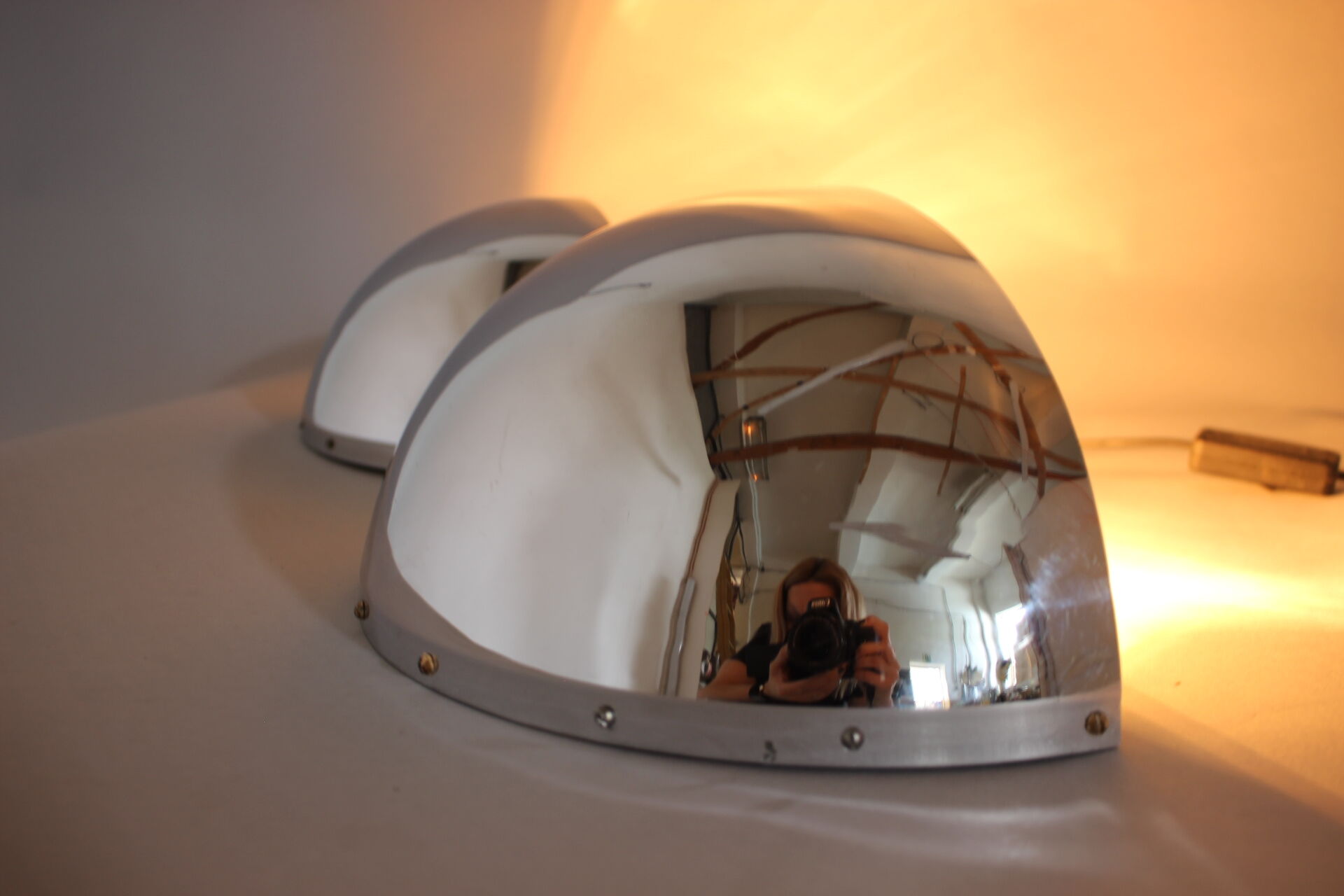 1930s pair of bauhaus chrome plated wall lamps/scones, czechoslovakia