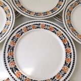 Assiettes à desserts Terre de Fer décor fleurs Badonviller Denise