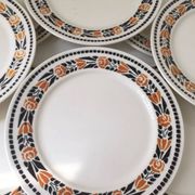 Assiettes à desserts Terre de Fer décor fleurs Badonviller Denise