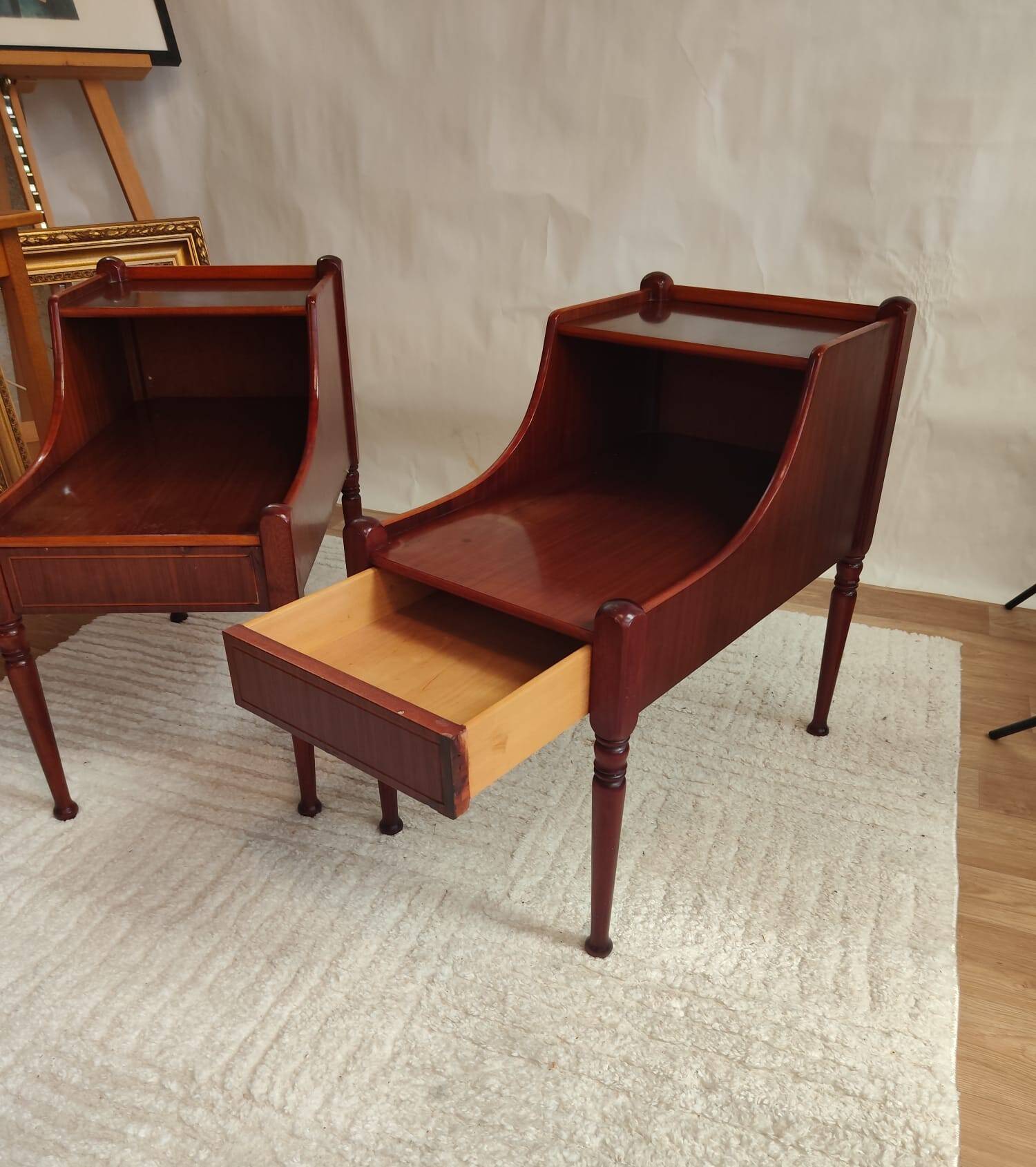 Pair of vintage Danish Scandinavian bedside tables in mahogany – 1950s