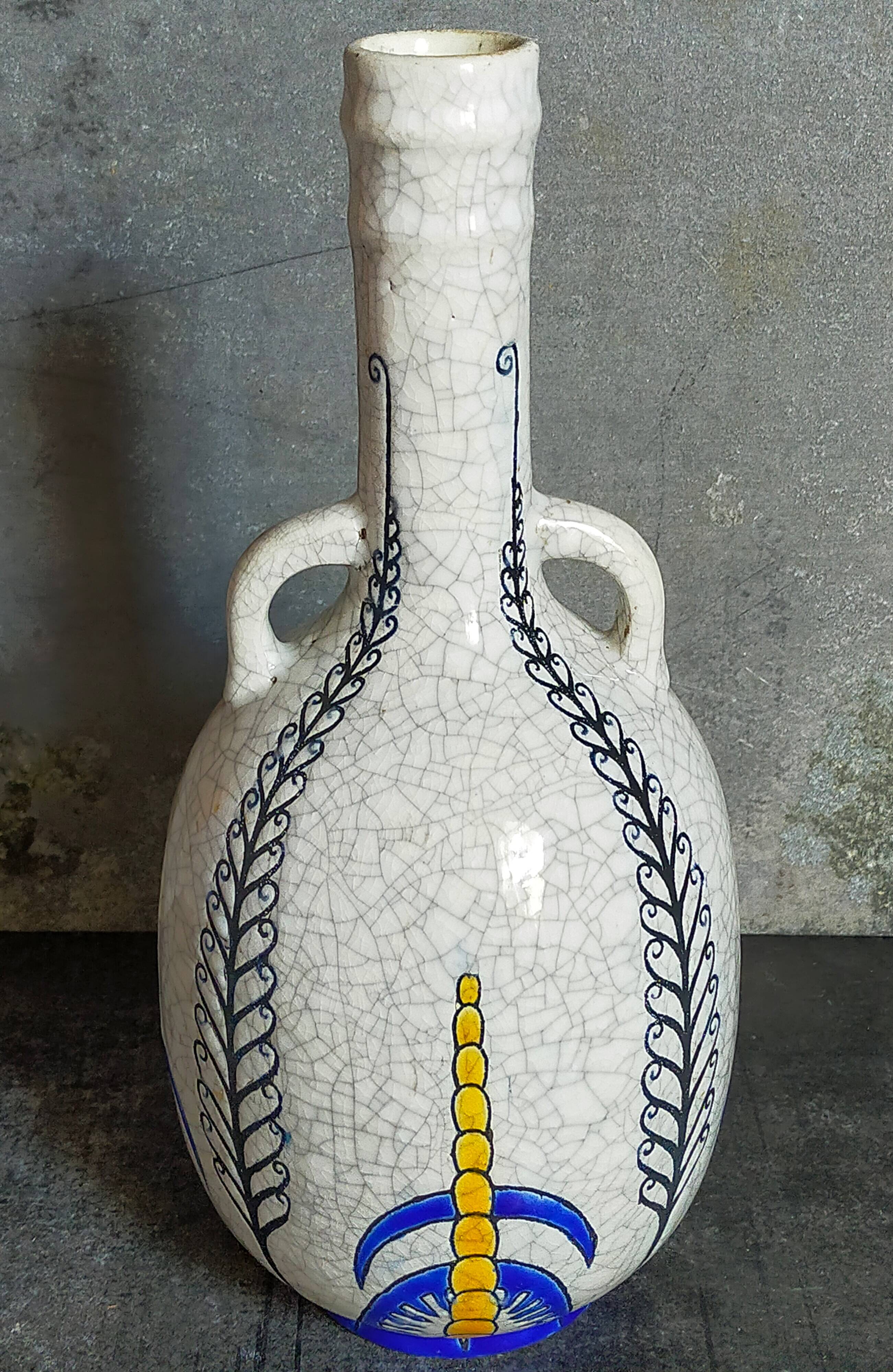 Soliflore bottle vase in fine earthenware boch frères la louvière-keramis early 20th century