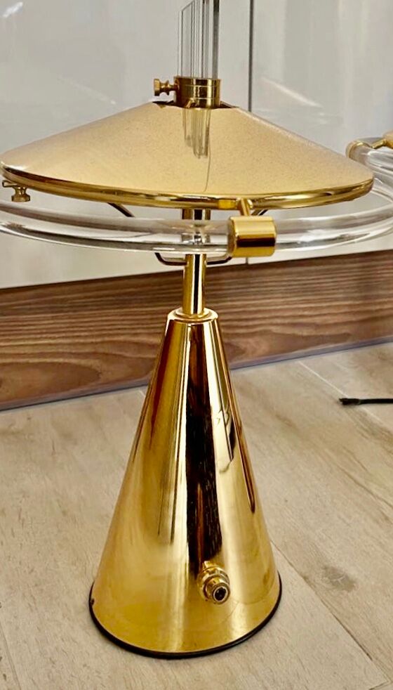 Paire de lampes verre et laiton