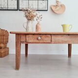 Low wooden farm table and drawer