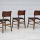 1960s, Danish design by Ib Kofod Larsen, set of 3 dining chairs model 62.