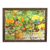 Peinture à l'huile d'Alexander Michael – Bégonias et géraniums, 1980