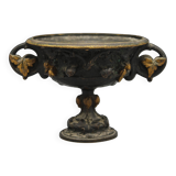 Bronze pedestal bowl with leaf decoration