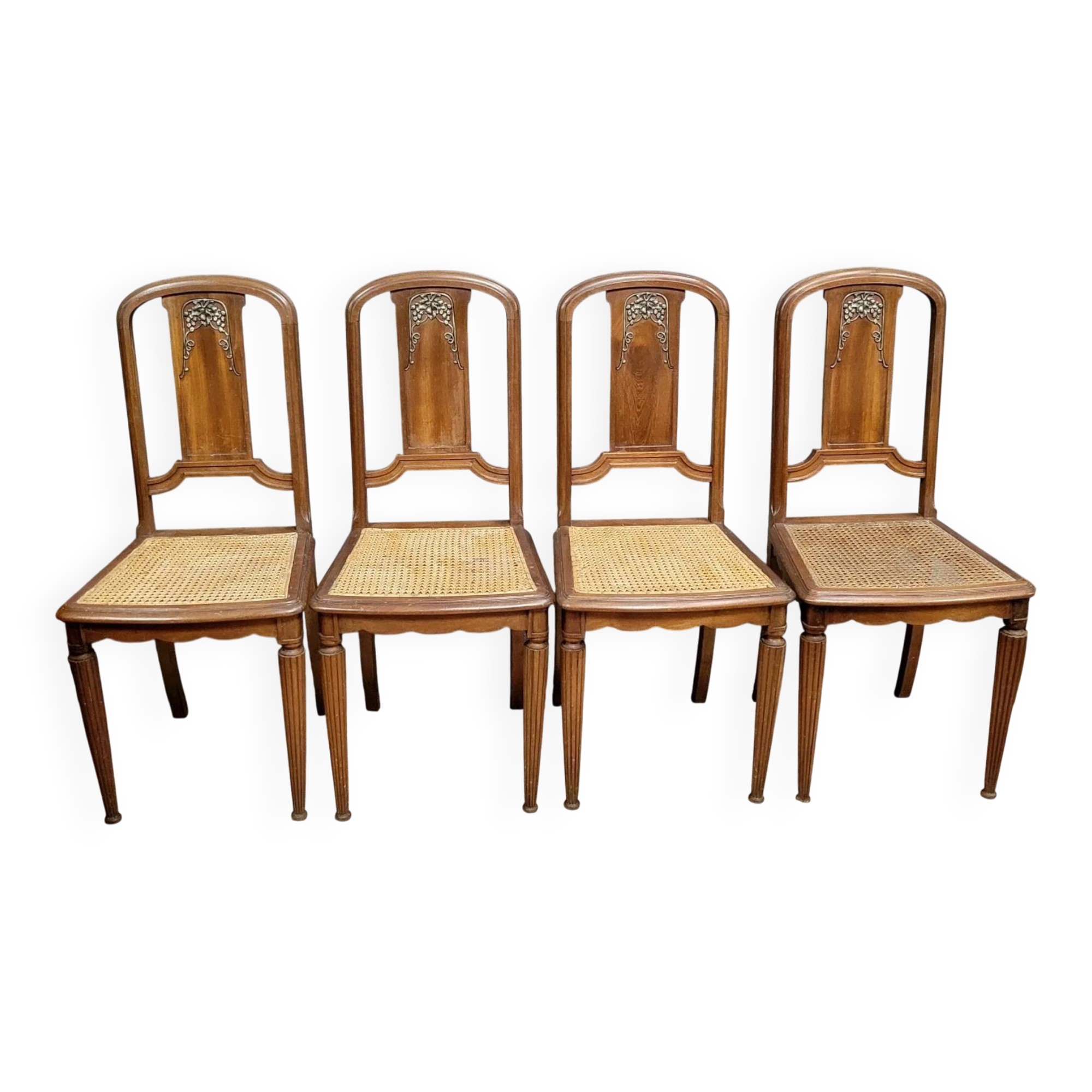 Set of 4 Art Nouveau mahogany chairs circa 1900