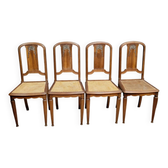 Série de 4 chaises époque Art Nouveau en acajou vers 1900
