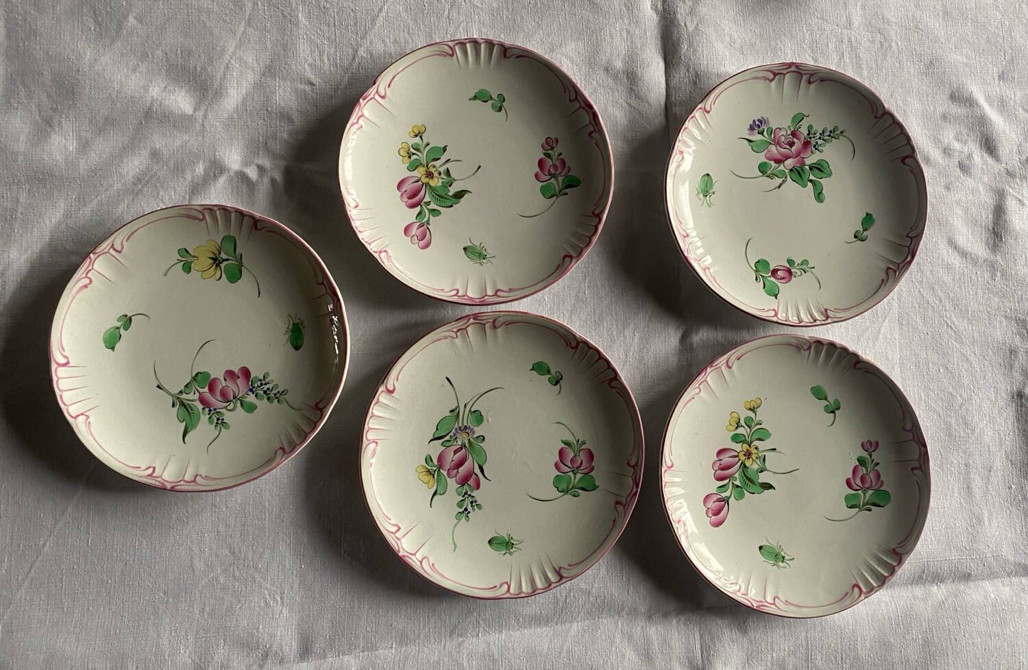 Lot de 5 assiettes à mignardises KG Luneville