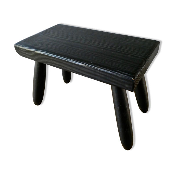 Tabouret en pin noirci