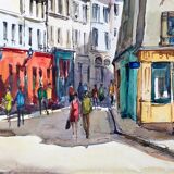 André Duculty (1912-1990) Watercolor on paper "Le Sacré Coeur, Le consulat, Paris" Signed