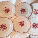 6 assiettes plates decor roses rouges