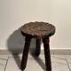 Brutalist sculpted tripod stool in solid wood — 1960s