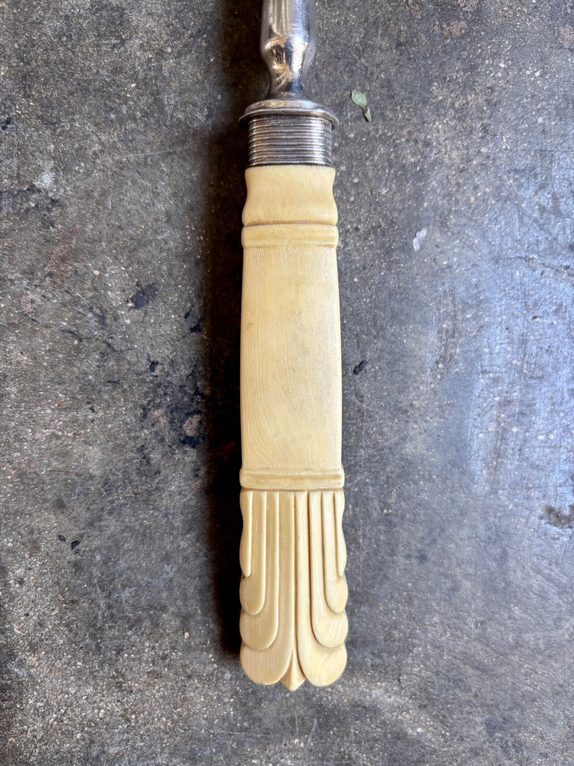 Silver and bone serving fork